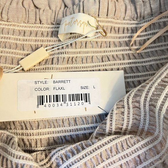 NWT Petersyn Barrett Skirt Linen Ruffles Smocked Size Large Solid Not Fl… - Picture 10 of 10